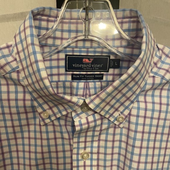 Men's Vineyard Vines Striped Slim Fit Tucker Shirt 100% Cotton - Picture 2 of 8